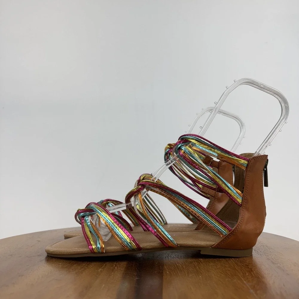 New NWOB Big Kids Girls Nina Marietta Rainbow Metallic Gladiator Sandals Size 6‎